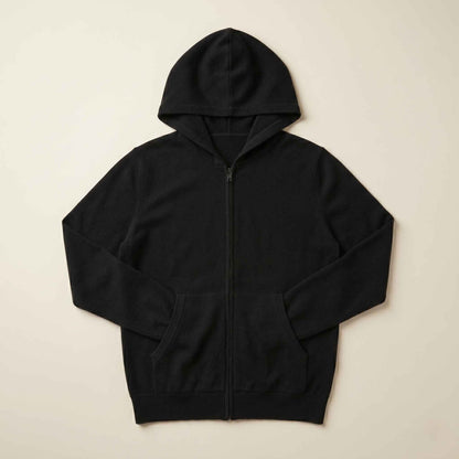 100% Cashmere Women's Zip Hoodie — 12-Gauge 2-Ply 16-Micron Himalayan Cashmere