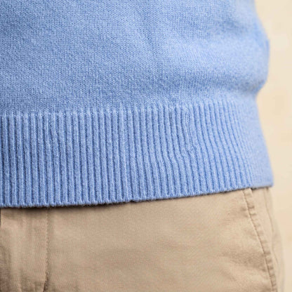 Men's cashmere half-zip sweater, Embrace in Sky blue - view 6