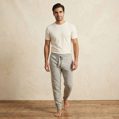 Zenith Natural Undyed Himalayan Cashmere Jogger For Men in Light Grey Melange — Himalayan cashmere, view 1