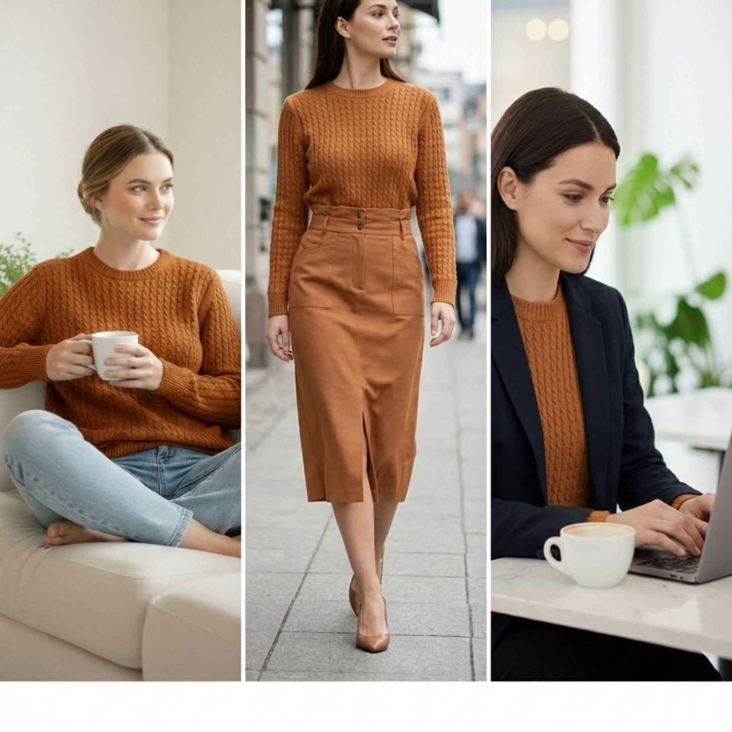 Grace Cable-Knit Cashmere Crewneck | 100% Pure Himalayan Women's Sweater