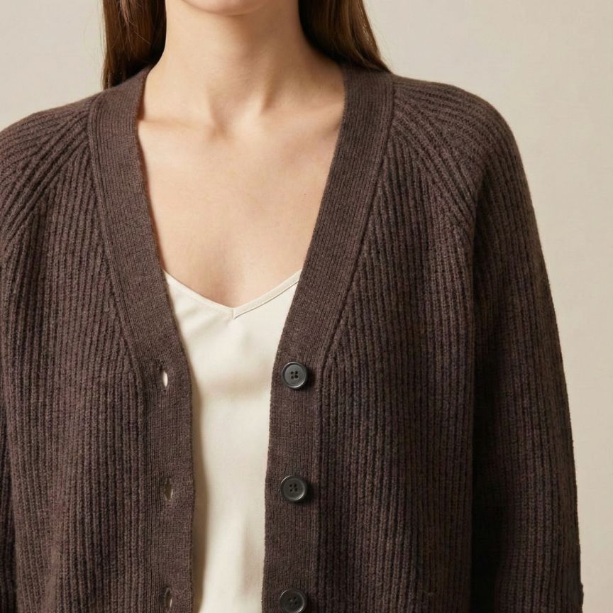 The Lhotse V-Neck Cardigan Chunky Knit Himalayan Cashmere For Women