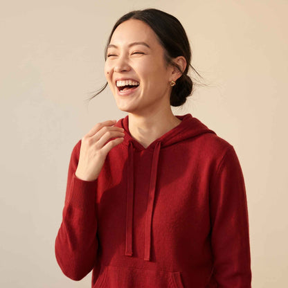 100% Cashmere Women's Pullover Hoodie — 2-Ply 16-Micron Himalayan Cashmere