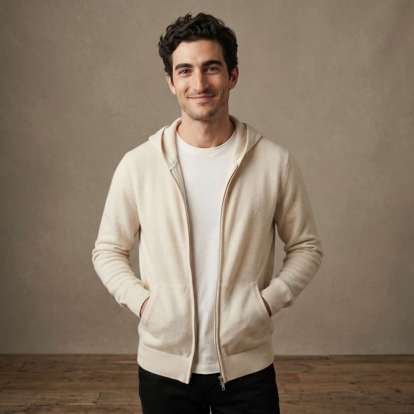 Original Kora Zip Himalayan Cashmere Hoodie For Men — Himalayan cashmere, view 36