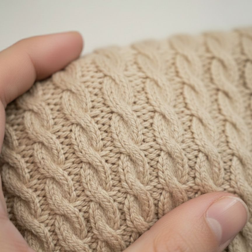 Authentic Beige Atlas Cable Hand Knitted Cashmere Sweater 