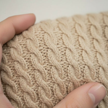 Authentic Beige Atlas Cable Hand Knitted Cashmere Sweater 