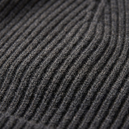 WRDM Women's Undyed Cashmere Beanie - Haven Ribbed Dark Grey Melange 3