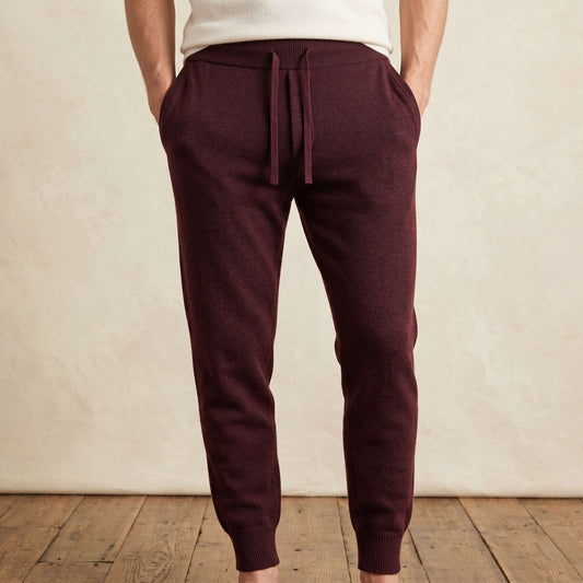 The Zenith Pure Himalayan Cashmere Jogger For Men in Wine Red — Himalayan cashmere, view 1