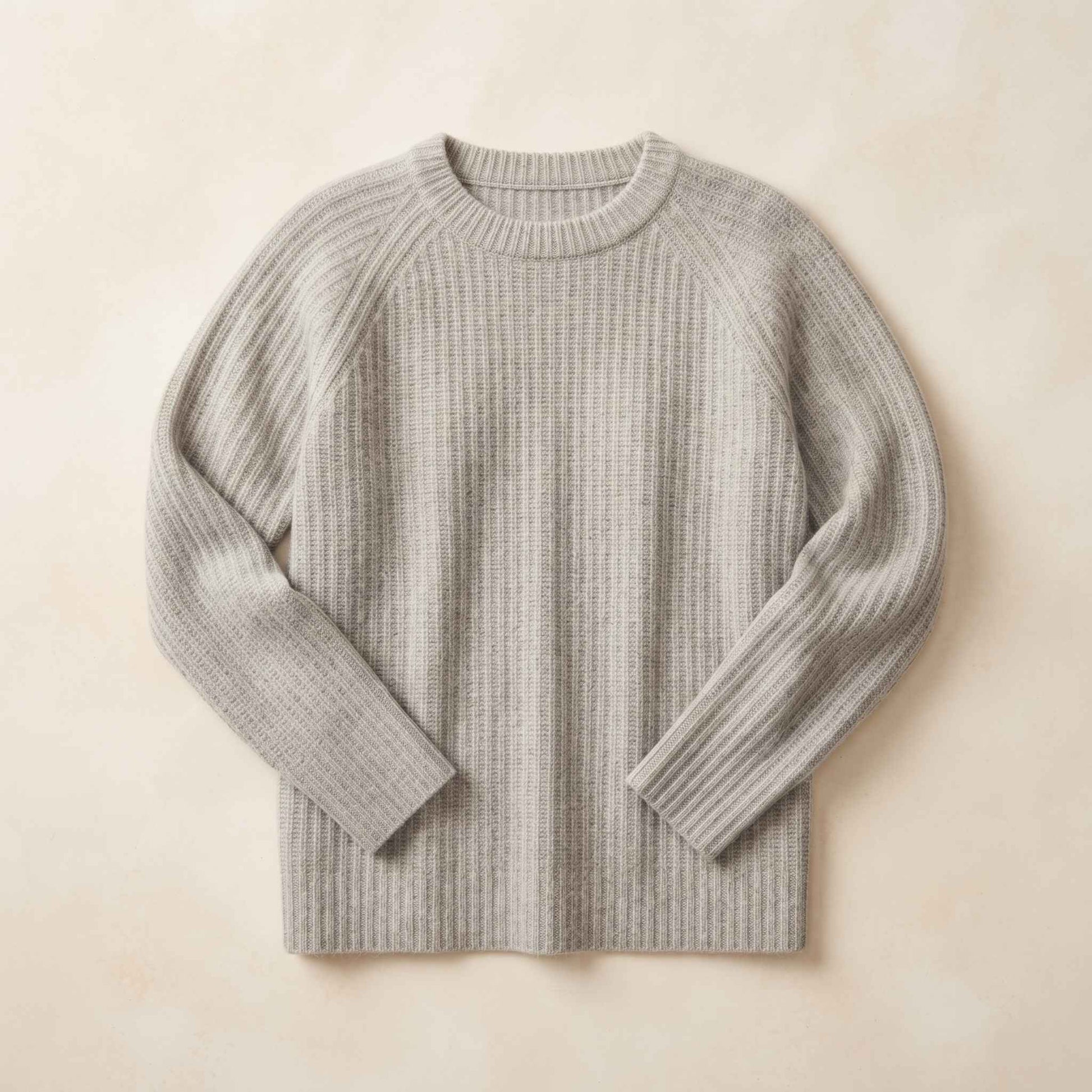 Women's Cashmere Sweater - Ella Ribbed in Light Grey Melange - view 6