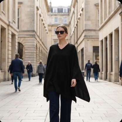 The V-Neck Poncho | 100% Pure Himalayan Cashmere