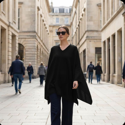 The V-Neck Poncho | 100% Pure Himalayan Cashmere