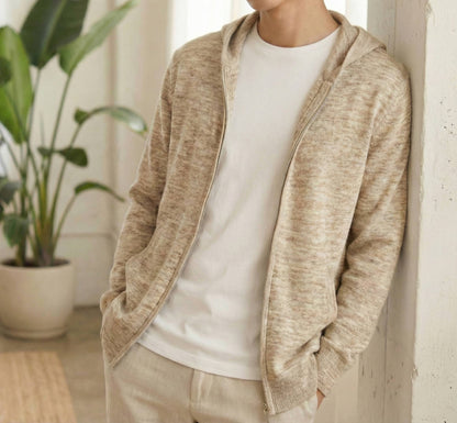Oatmeal Melange Kora Zip Cashmere Hoodie 