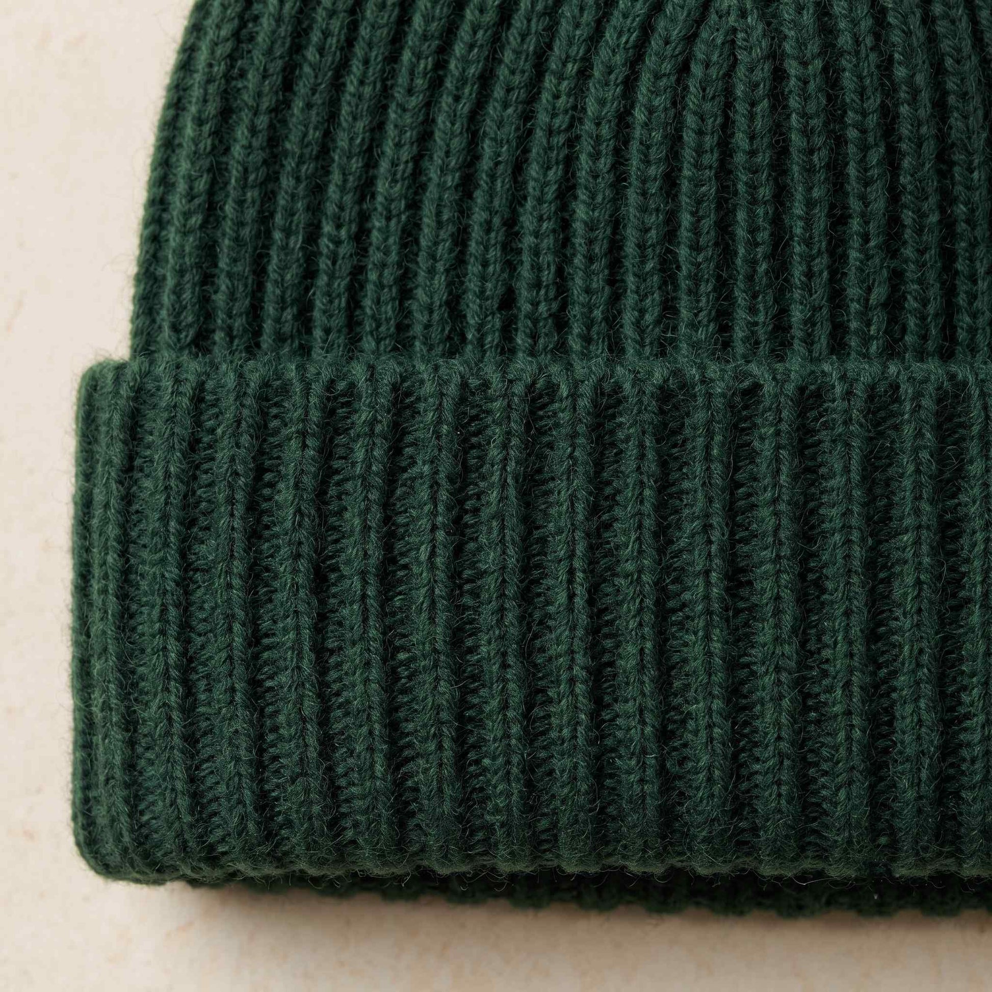 Men's hand-knit ribbed cashmere beanie, Noma in Pine - view 2