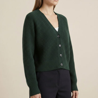 The Lhotse V-Neck Cardigan Chunky Knit Himalayan Cashmere For Women