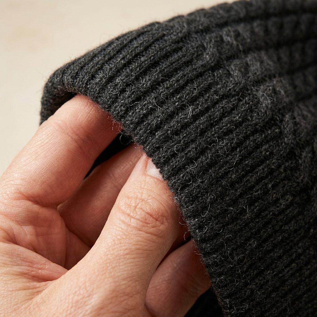 WCDM Women's Undyed Cashmere Beanie - Heritage Cable Knit Dark Grey Melange 3