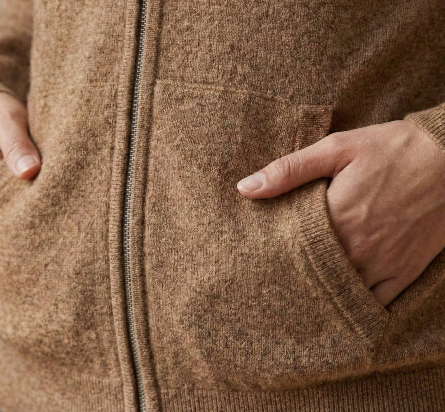 Toast Melange Kora Zip Hoodie | Heavyweight Undyed Cashmere (375g)