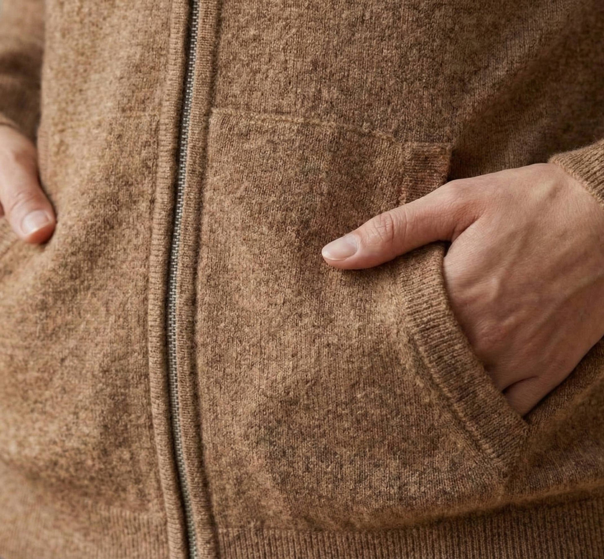 Toast Melange Kora Zip Hoodie | Heavyweight Undyed Cashmere (375g)