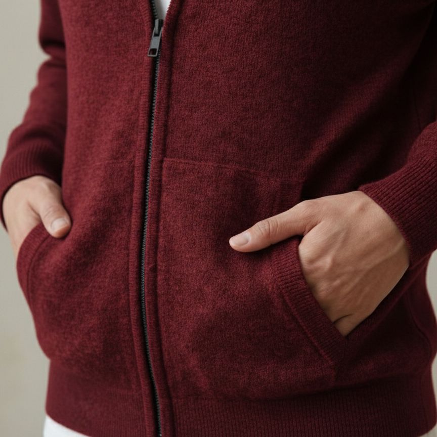 Wine Red Original 100% Pure Himalayan Cashmere Zip Hoodie
