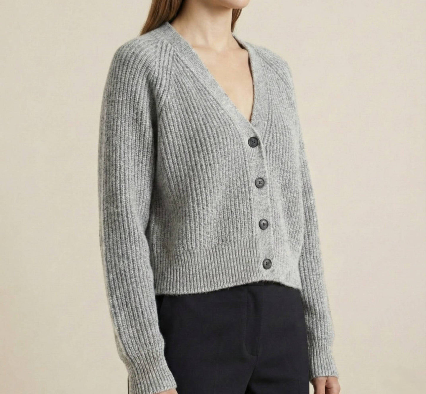 The Lhotse V-Neck Cardigan Undyed Himalayan Cashmere For Women