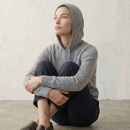 100% Undyed Cashmere Women's Hoodie — Chemical-Free Natural Chyangra Cashmere