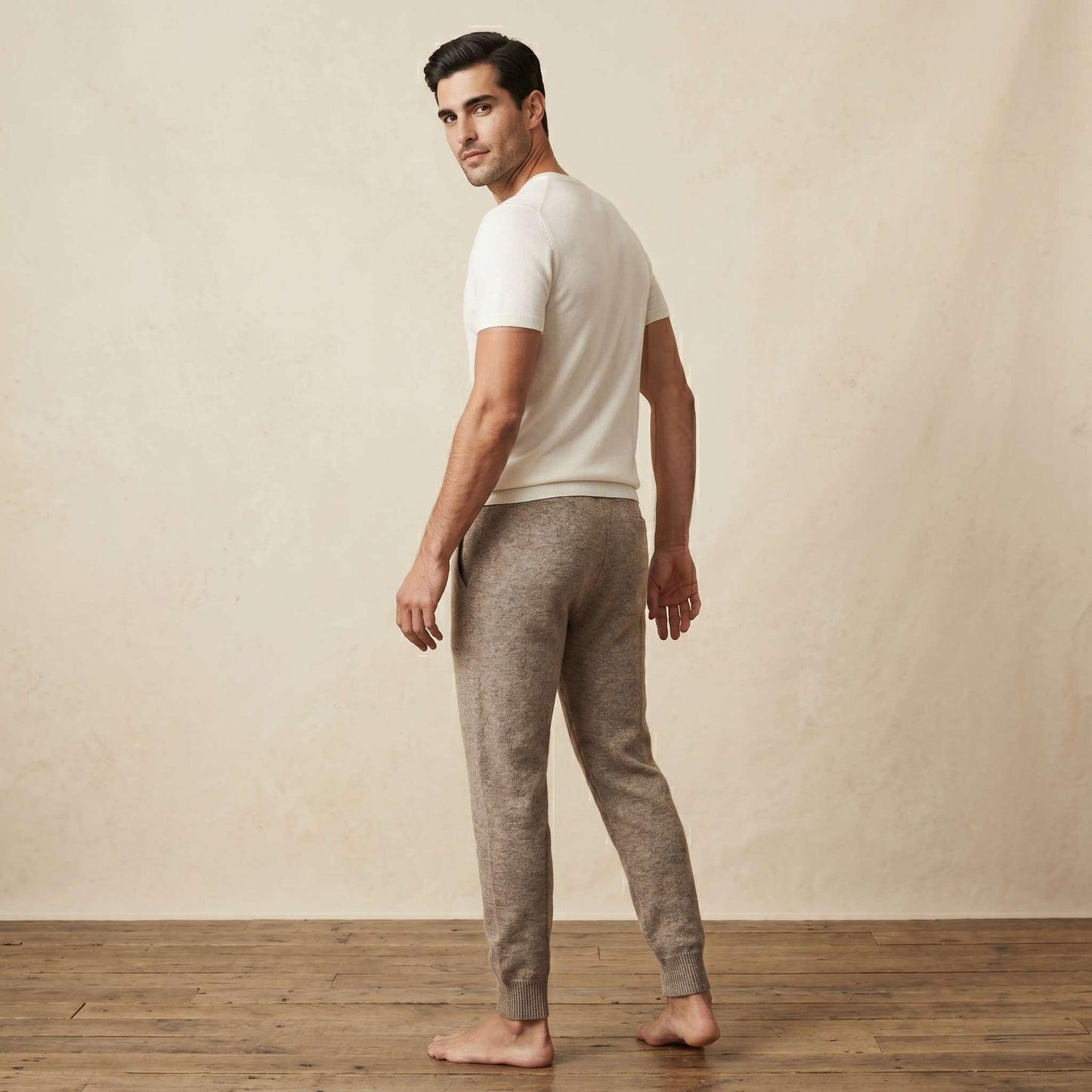 Zenith Natural Undyed Himalayan Cashmere Jogger For Men — Himalayan cashmere, view 2