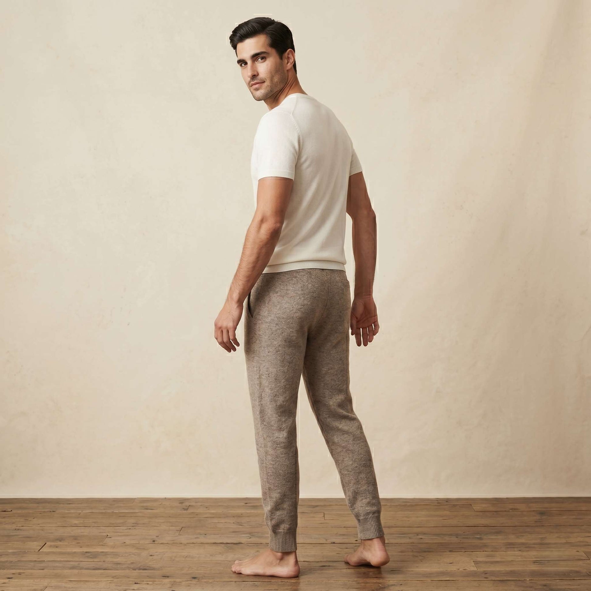 Zenith Natural Undyed Himalayan Cashmere Jogger For Men — Himalayan cashmere, view 2
