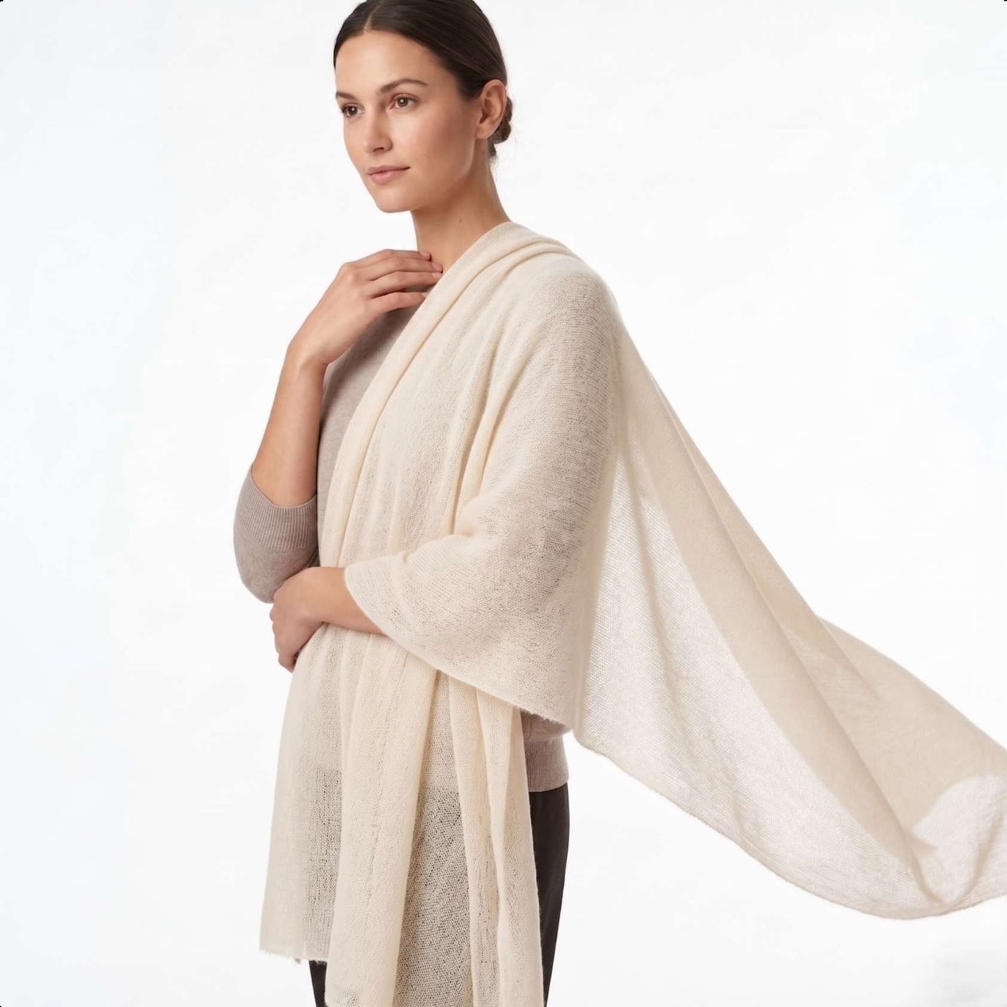 Mustang Everest White Cashmere Pashmina Shawl