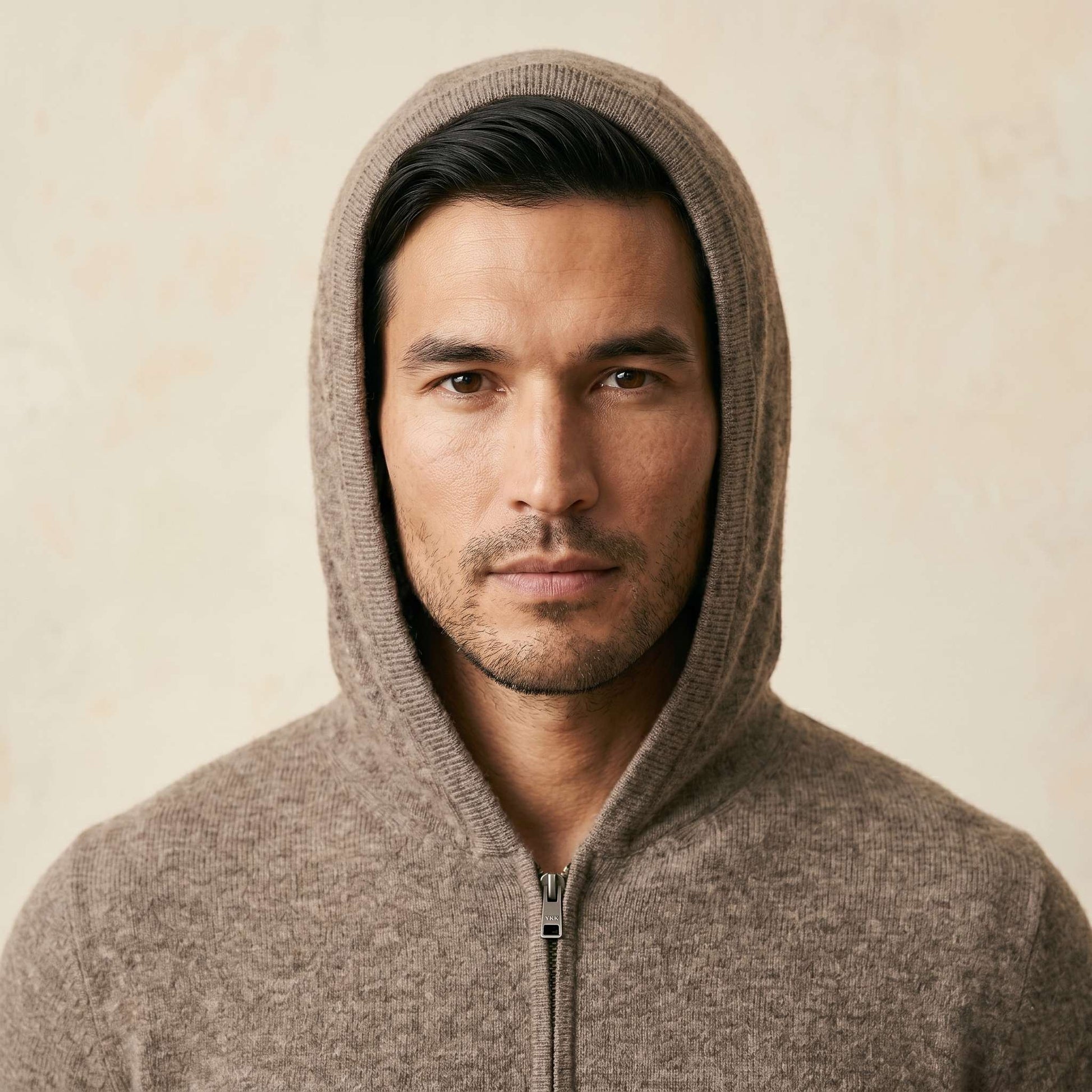 Original Kora Zip Undyed Himalayan Cashmere Hoodie For Men — Himalayan cashmere, view 3