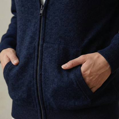 Dark Navy Original Zip Hoodie | 100% Pure Himalayan Cashmere 