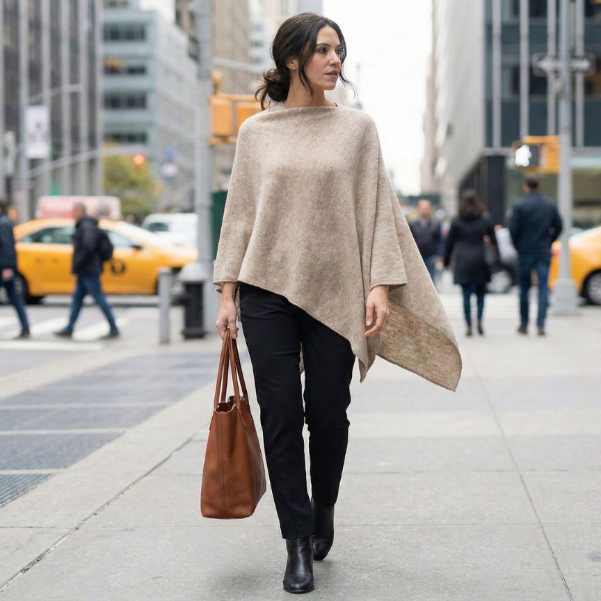 The V-Neck Poncho | 100% Undyed Pure Himalayan Cashmere