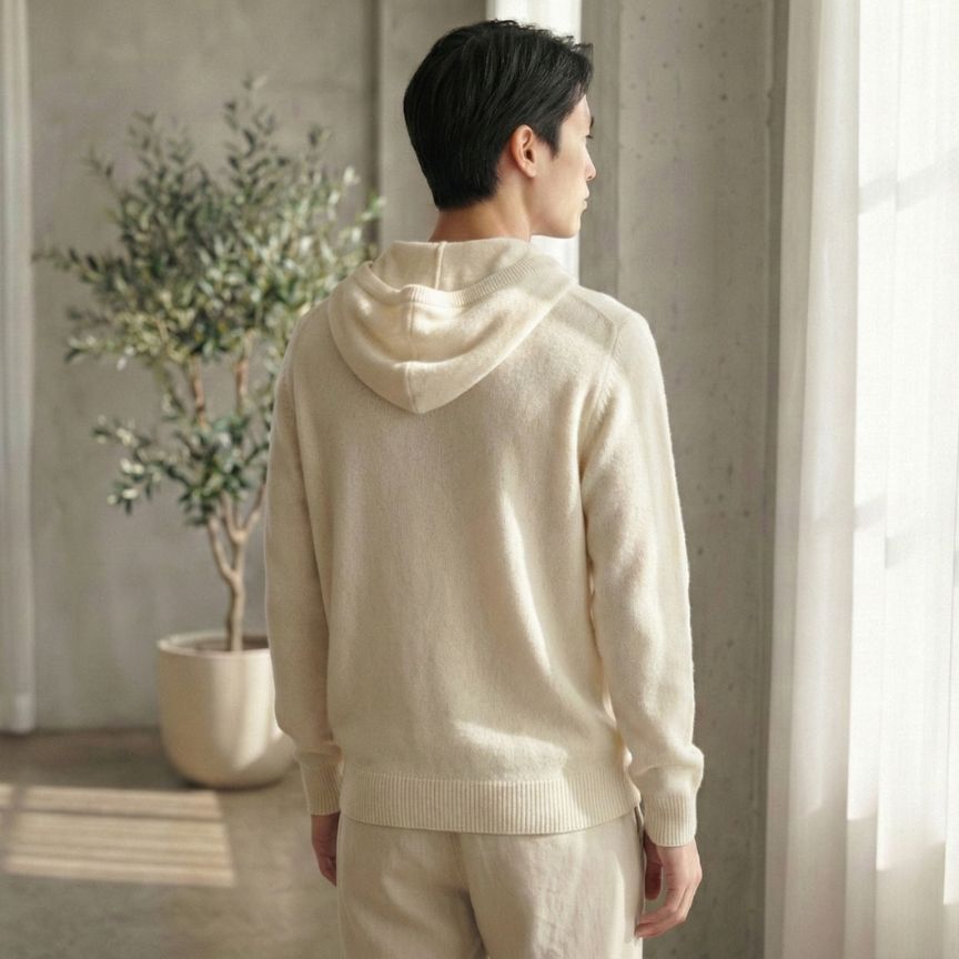 Off-White Original Zip Hoodie | 100% Pure Himalayan Cashmere 