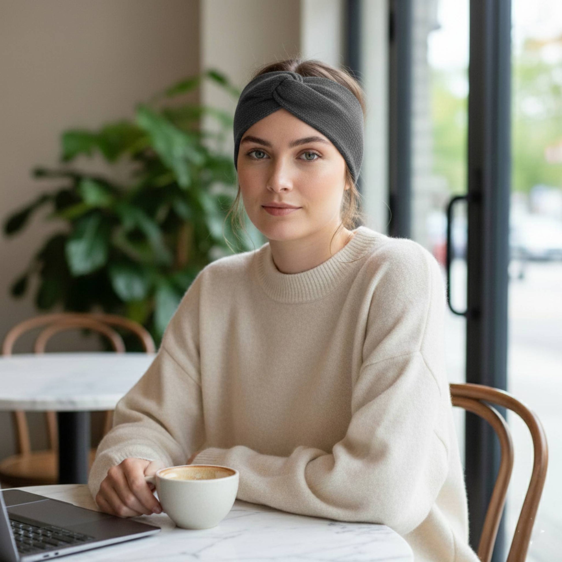 The Gomba Band | Twisted Front 100% Pure Cashmere Headband | 2-Ply 16 Micron Hand-Knit Ear Warmer