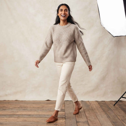 Women's Cashmere Sweater - Ella Ribbed in Oatmeal Melange - view 2