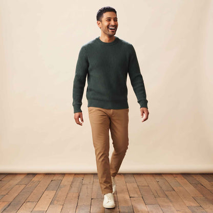 Men's ultra-thick 4-ply cashmere crewneck sweater in Pine — view 2