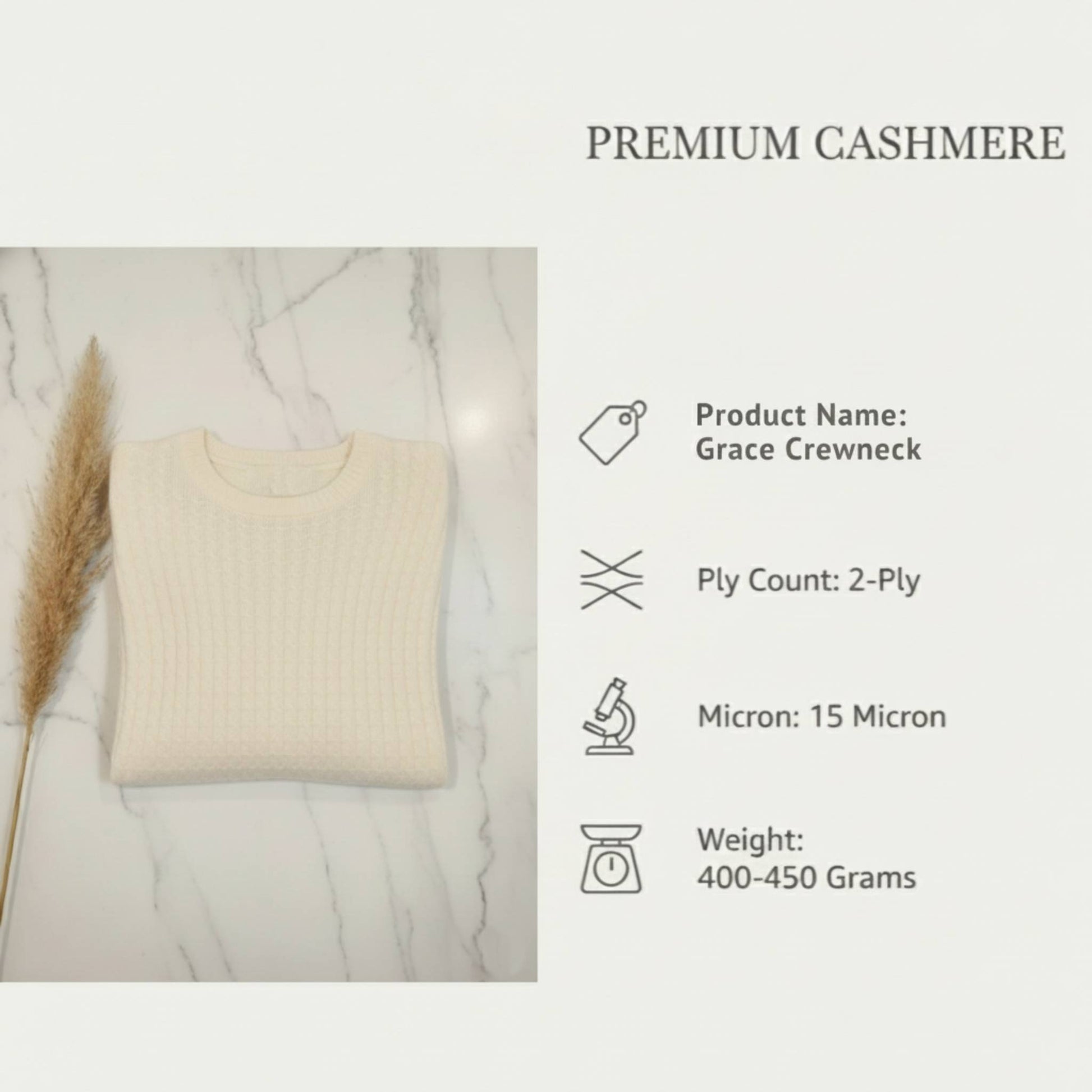 Grace Cable-Knit Cashmere Crewneck | 100% Pure Himalayan Women's Sweater