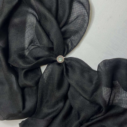 Dolpo Ebony Black Himalayan Cashmere Pashmina Shawl