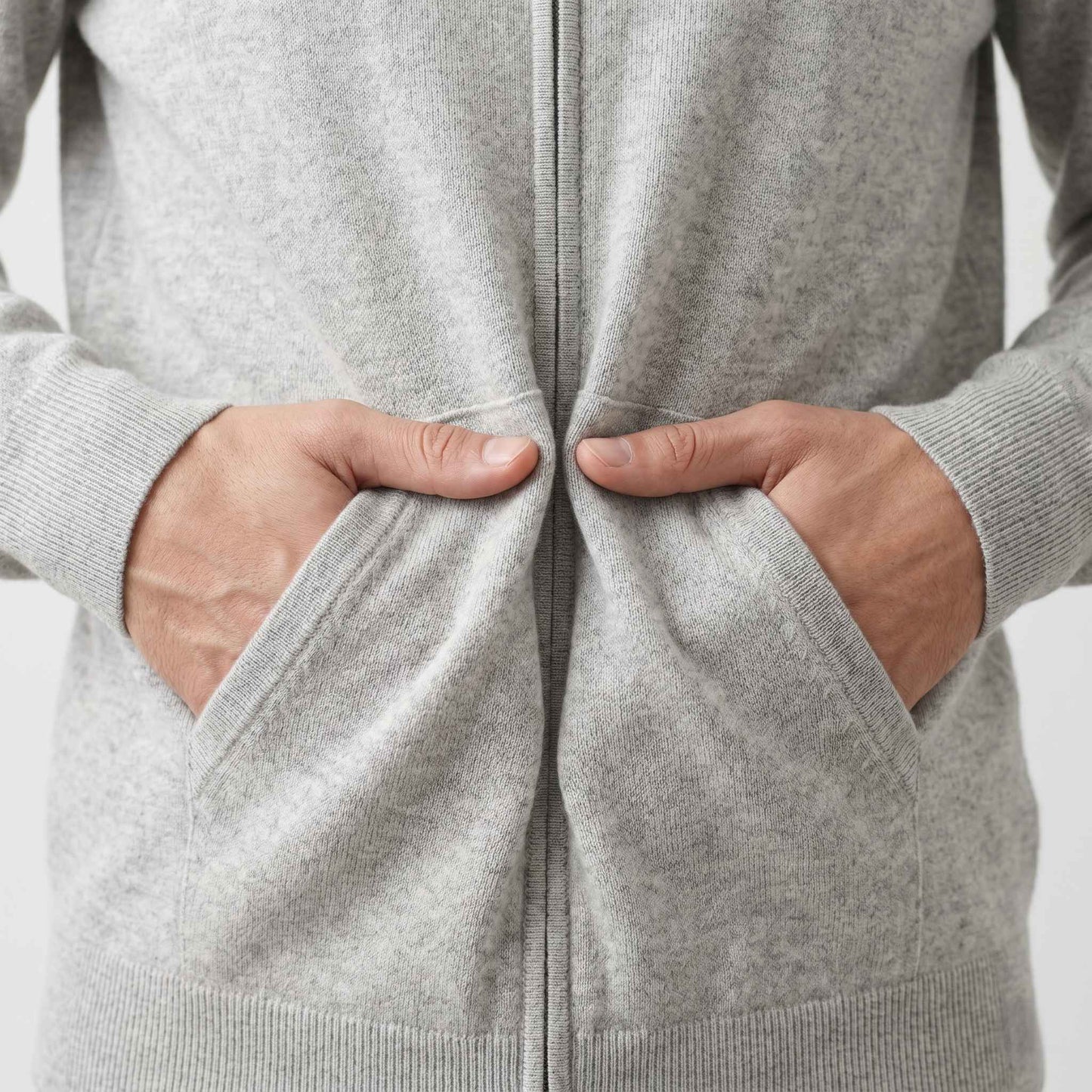 100% Undyed Cashmere Women's Zip Hoodie — Natural Melange, Chemical-Free