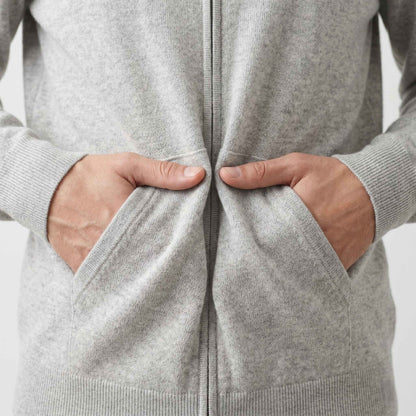100% Undyed Cashmere Women's Zip Hoodie — Natural Melange, Chemical-Free