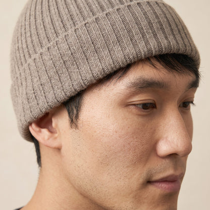 HRTM Men's Undyed Cashmere Beanie - Haven Ribbed Toast Melange 7
