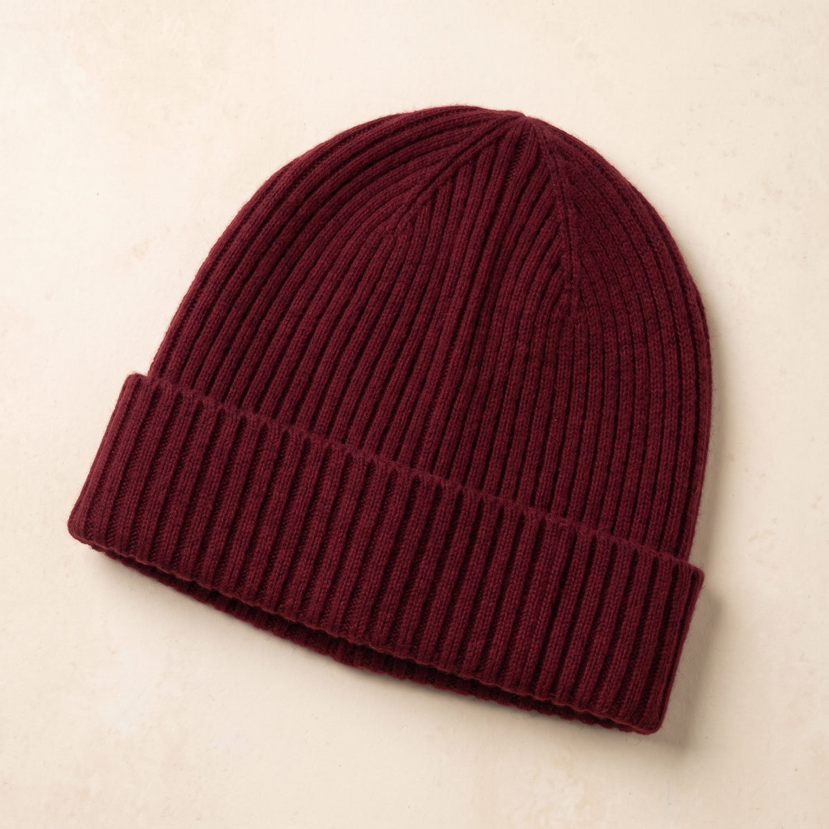 HRWR Men's Cashmere Beanie - Haven Ribbed Wine Red 1