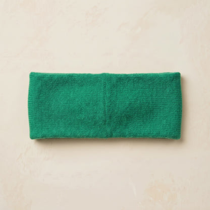 Gomba twisted-front cashmere headband in Kelly Green, flat back