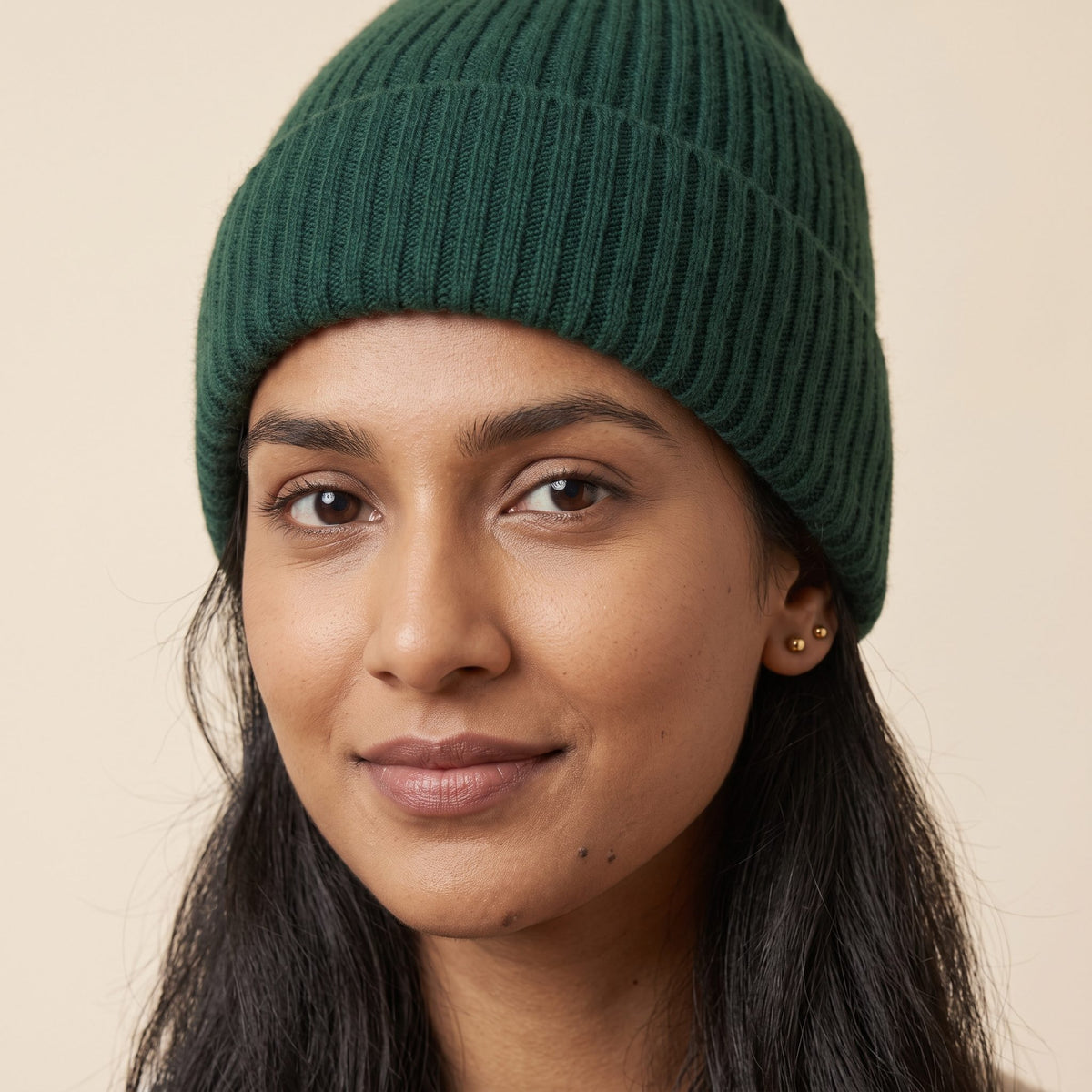 WRPN Women's Cashmere Beanie - Haven Ribbed Pine 4