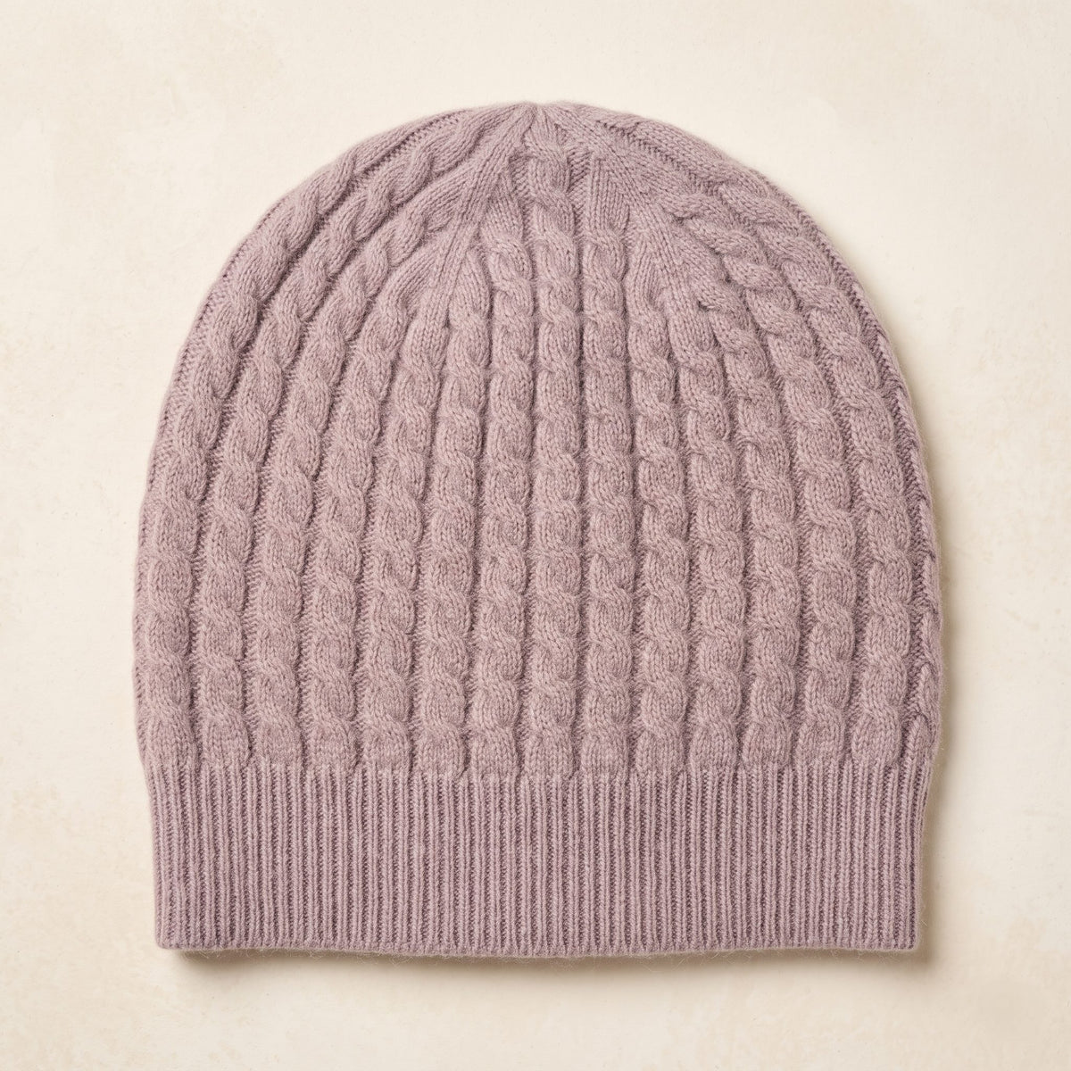 WCLI Women's Cashmere Beanie - Heritage Cable Knit Lilac 1
