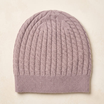 WCLI Women's Cashmere Beanie - Heritage Cable Knit Lilac 1