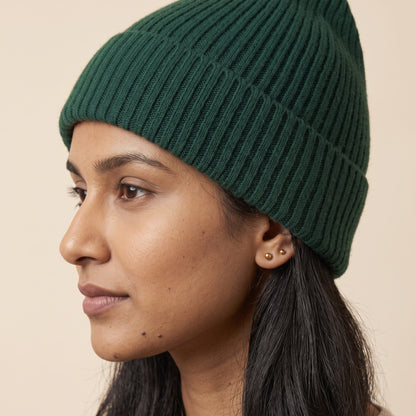 WRPN Women's Cashmere Beanie - Haven Ribbed Pine 5