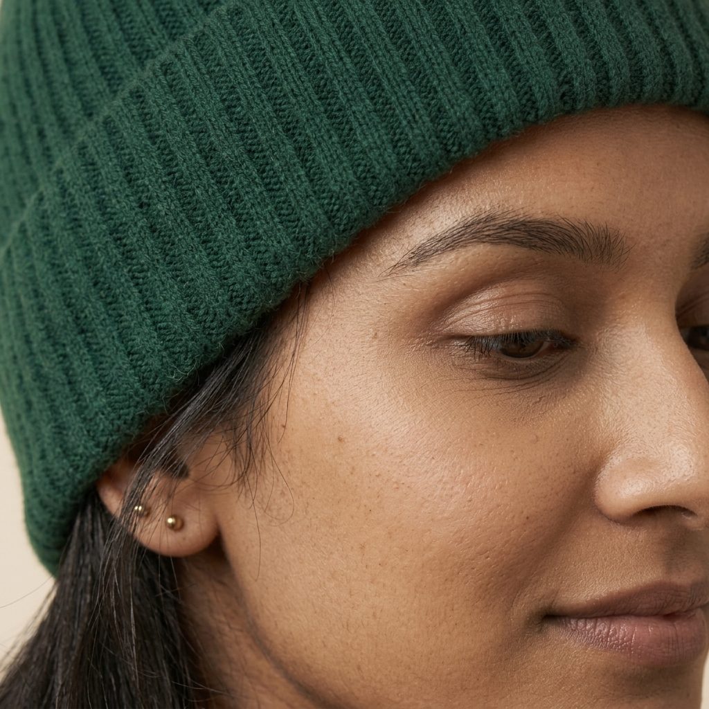 WRPN Women's Cashmere Beanie - Haven Ribbed Pine 7