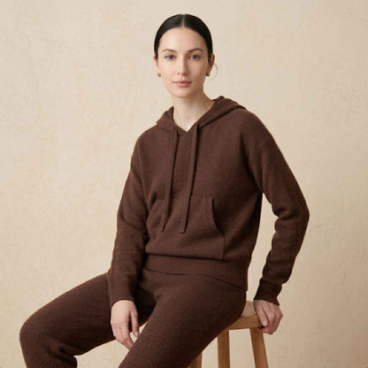 100% Cashmere Women's Pullover Hoodie — 2-Ply 16-Micron Himalayan Cashmere