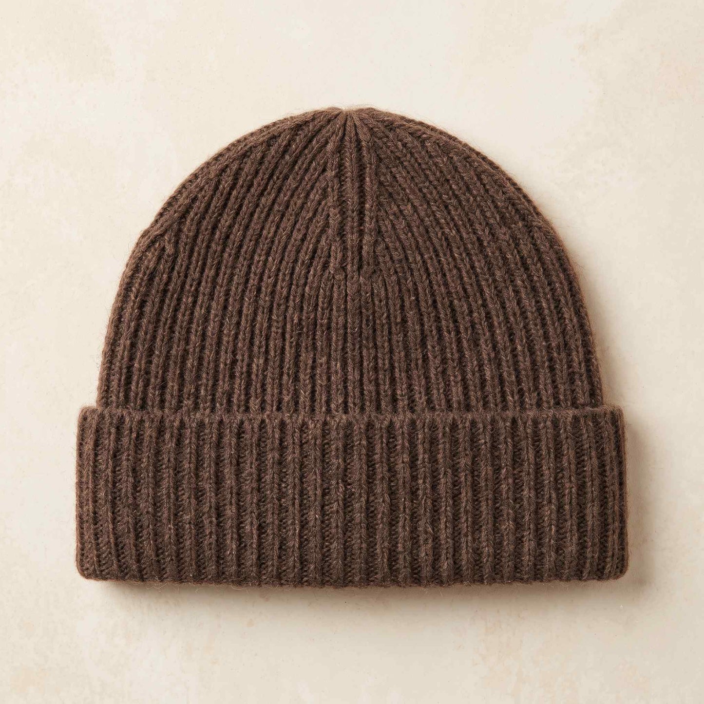 Men's hand-knit ribbed cashmere beanie, Noma in Brown - view 2