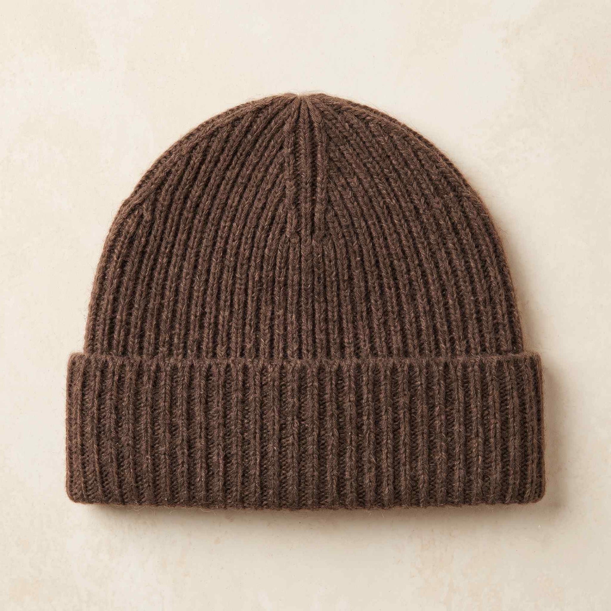 Men's hand-knit ribbed cashmere beanie, Noma in Brown - view 2