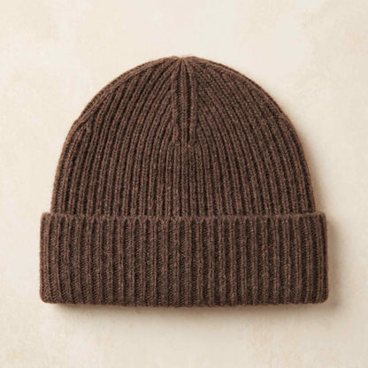 Men's hand-knit ribbed cashmere beanie, Noma in Brown - view 2