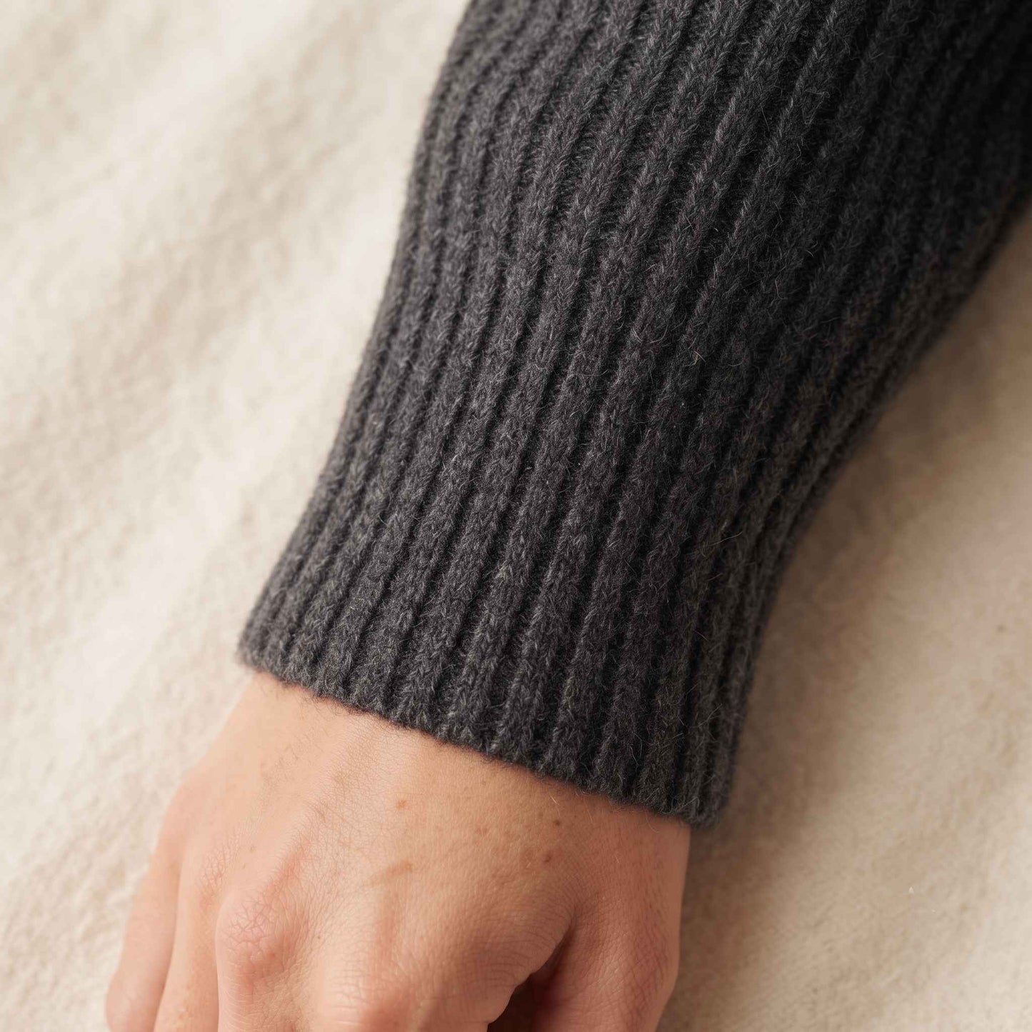Women's Cashmere Sweater - Ella Ribbed in Dark Grey Melange - view 3